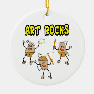 Three Art Rocks Ceramic Tree Decoration