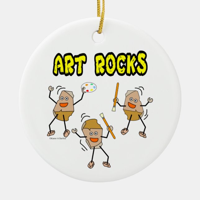 Three Art Rocks Ceramic Tree Decoration (Front)