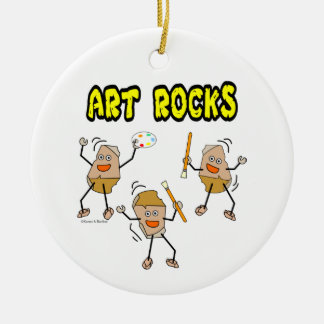 Three Art Rocks Ceramic Tree Decoration
