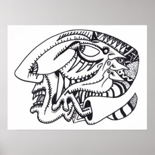 Three Aspects ink drawing Poster