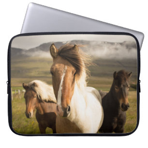 THREE ASSORTED-COLOR HORSES RUNNING AWAY FROM A MO LAPTOP SLEEVE