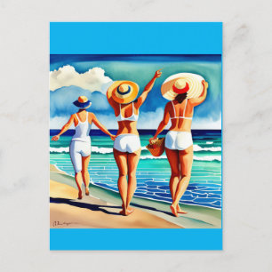 Three at the Beach Holiday Postcard