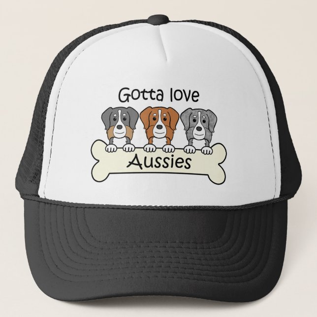 Three Australian Shepherds Trucker Hat (Front)