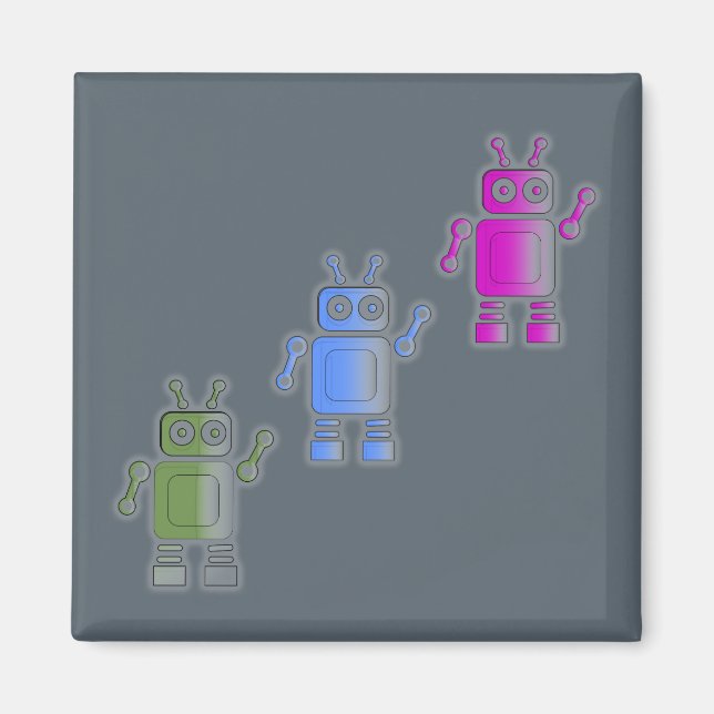 Three Awesome Retro Robots Magnet (Front)