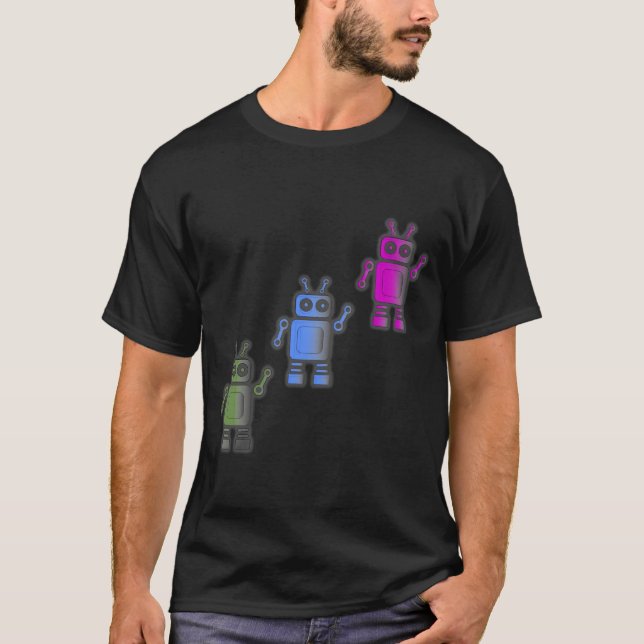 Three Awesome Retro Robots T-Shirt (Front)