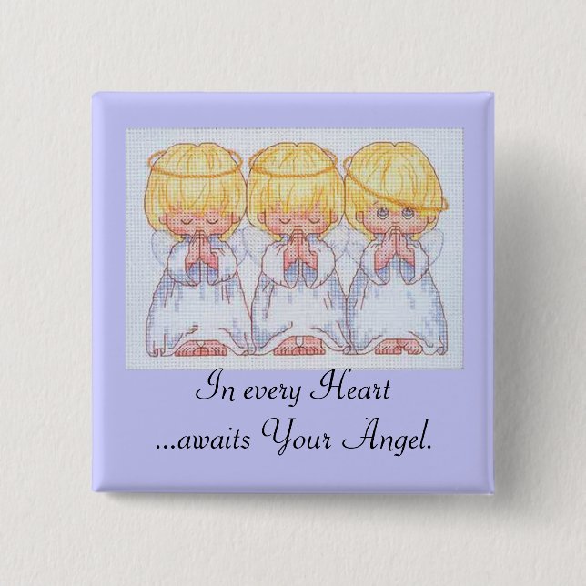 Three baby Angels Cross Stitch Button (Front)