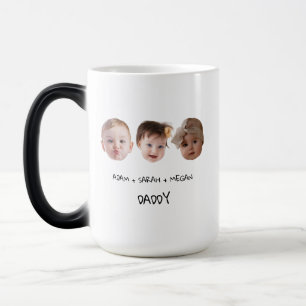 Three baby face gift for grandfather, grandmother  magic mug
