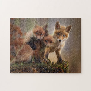 Three Baby Red Foxes Jigsaw Puzzle