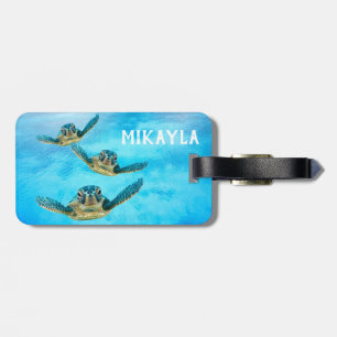 Three Baby Sea Turtles Swimming Luggage Tag