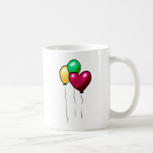 Three Balloons Red Yellow Green Heart Coffee Mug