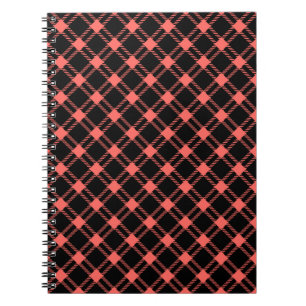 Three Bands Large Diamond - Pastel Red on Black Notebook