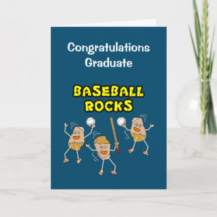 Three Baseball Rocks Graduation Card