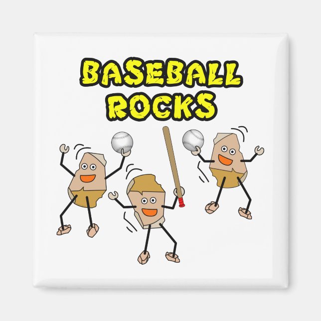 Three Baseball Rocks Magnet (Front)