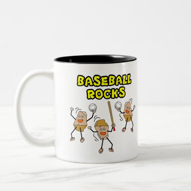 Three Baseball Rocks Two-Tone Coffee Mug (Left)