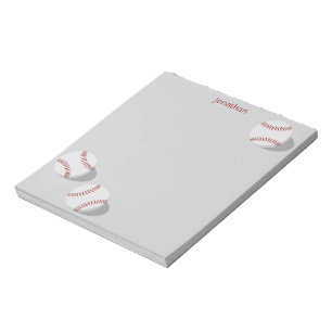 three baseballs boys girls personalised sports notepad