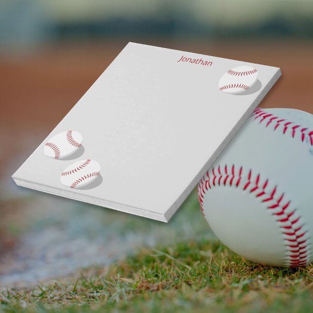 three baseballs boys girls personalised sports notepad (Creator Uploaded)