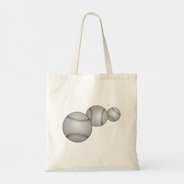 Three Baseballs Tote Bag (Back)