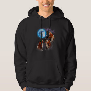 Three Basset Hound Howling At Moon Dog Costume Hoodie