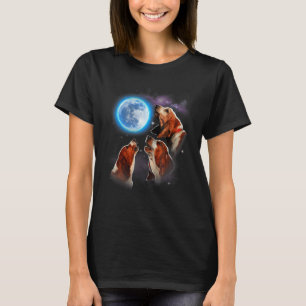 Three Basset Hound Howling At Moon Dog Costume T-Shirt