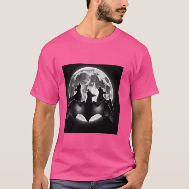 Three Bats Howling at the Moon Shirt Funny Tee Hum (Front)