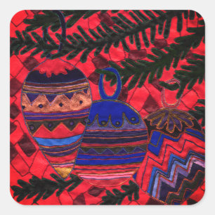 Three baubles square sticker