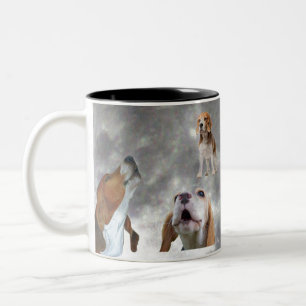 Three Beagles Howling at the Moon Mug