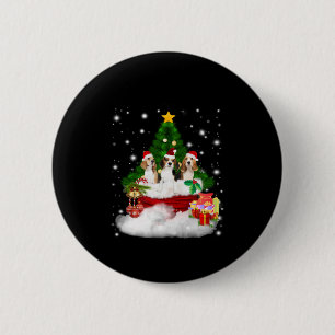 Three Beagles Santa Claus With Christmas Tree 6 Cm Round Badge
