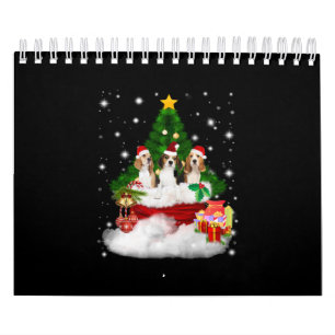 Three Beagles Santa Claus With Christmas Tree Calendar