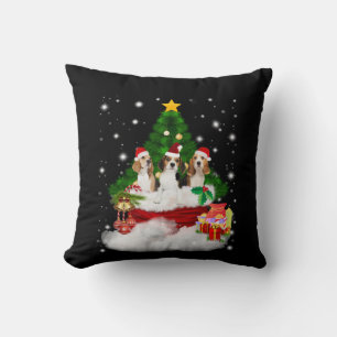 Three Beagles Santa Claus With Christmas Tree Cushion