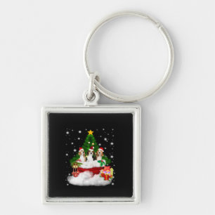 Three Beagles Santa Claus With Christmas Tree Key Ring