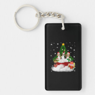 Three Beagles Santa Claus With Christmas Tree Key Ring