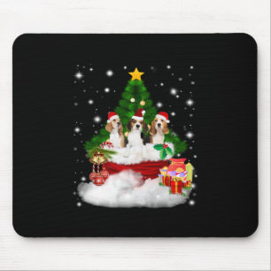 Three Beagles Santa Claus With Christmas Tree Mouse Mat