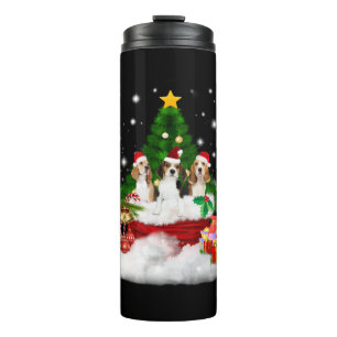 Three Beagles Santa Claus With Christmas Tree Thermal Tumbler