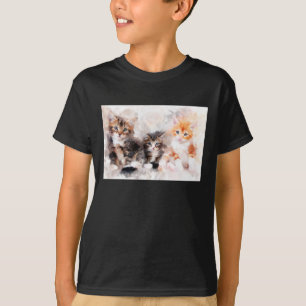 Three beautiful and cute kittens watercolor T-Shirt