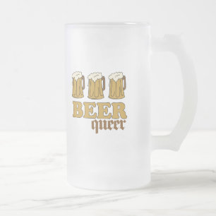 Three Beer Queer (2) Frosted Glass Beer Mug