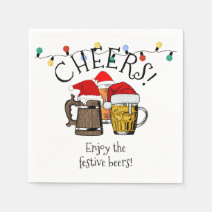THREE BEERS CHEERS Christmas Square Paper Napkin