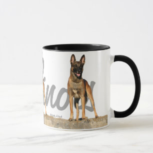Three Belgian Malinois with breed name Mug