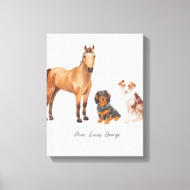 Three Beloved Pets Canvas Print (Front)