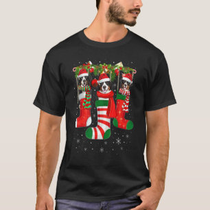 Three Bernese Mountain Dog In Christmas Sock T-Shirt