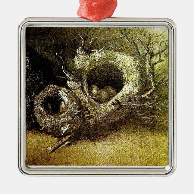 Three Birds' Nests Van Gogh Fine Art Metal Tree Decoration (Front)