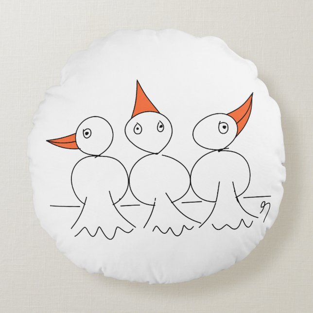Three birds on the wire round cushion (Front)