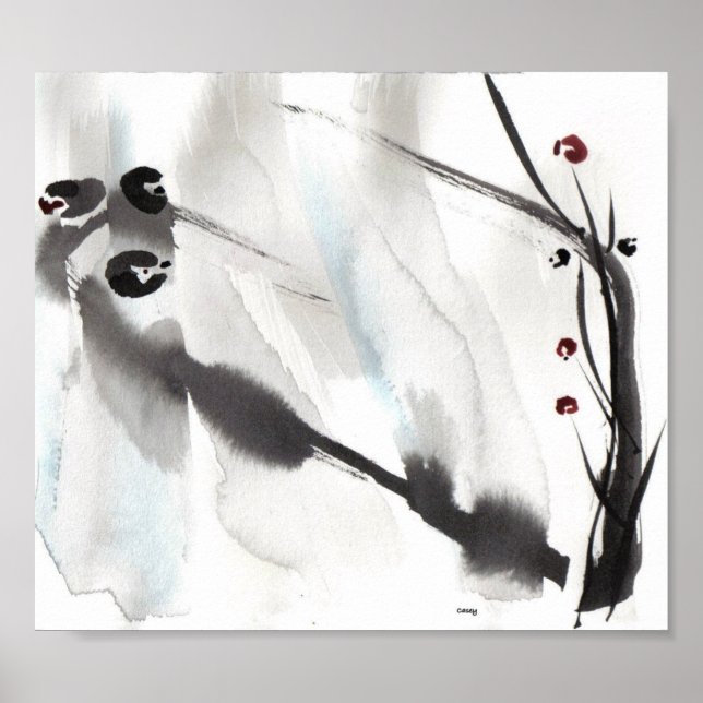 Three Birds on Willow Art Print (Front)