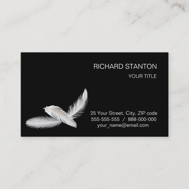Three birdy feathers business card (Front)