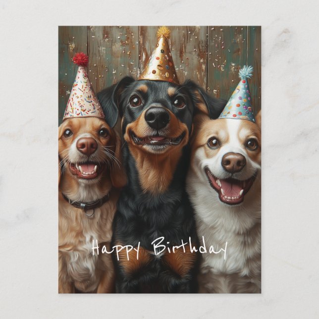 Three Birthday Dogs Postcard (Front)