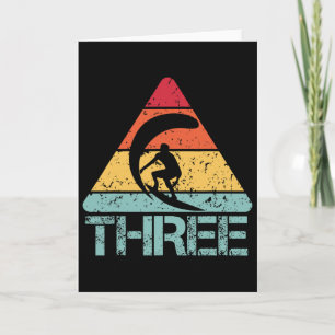 Three Birthday Surfer 3rd 3 Year Old Surfing Birth Card