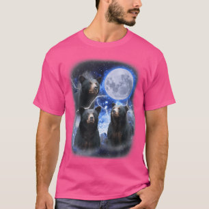 Three Black Bear Moon 3 Wild Bears Gazing At The M T-Shirt