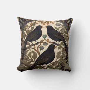 Three Black Birds William Morris Inspired  Cushion