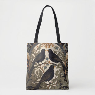 Three Black Birds William Morris Inspired Tote Bag