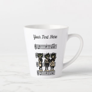 Three Black Cat Jazz Musicians Sheet Music Notes Latte Mug