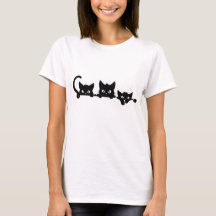 Three Black Cats Peeking T-Shirt, Funny Cat Mum